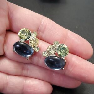 Napier silver tone blue and green earrings